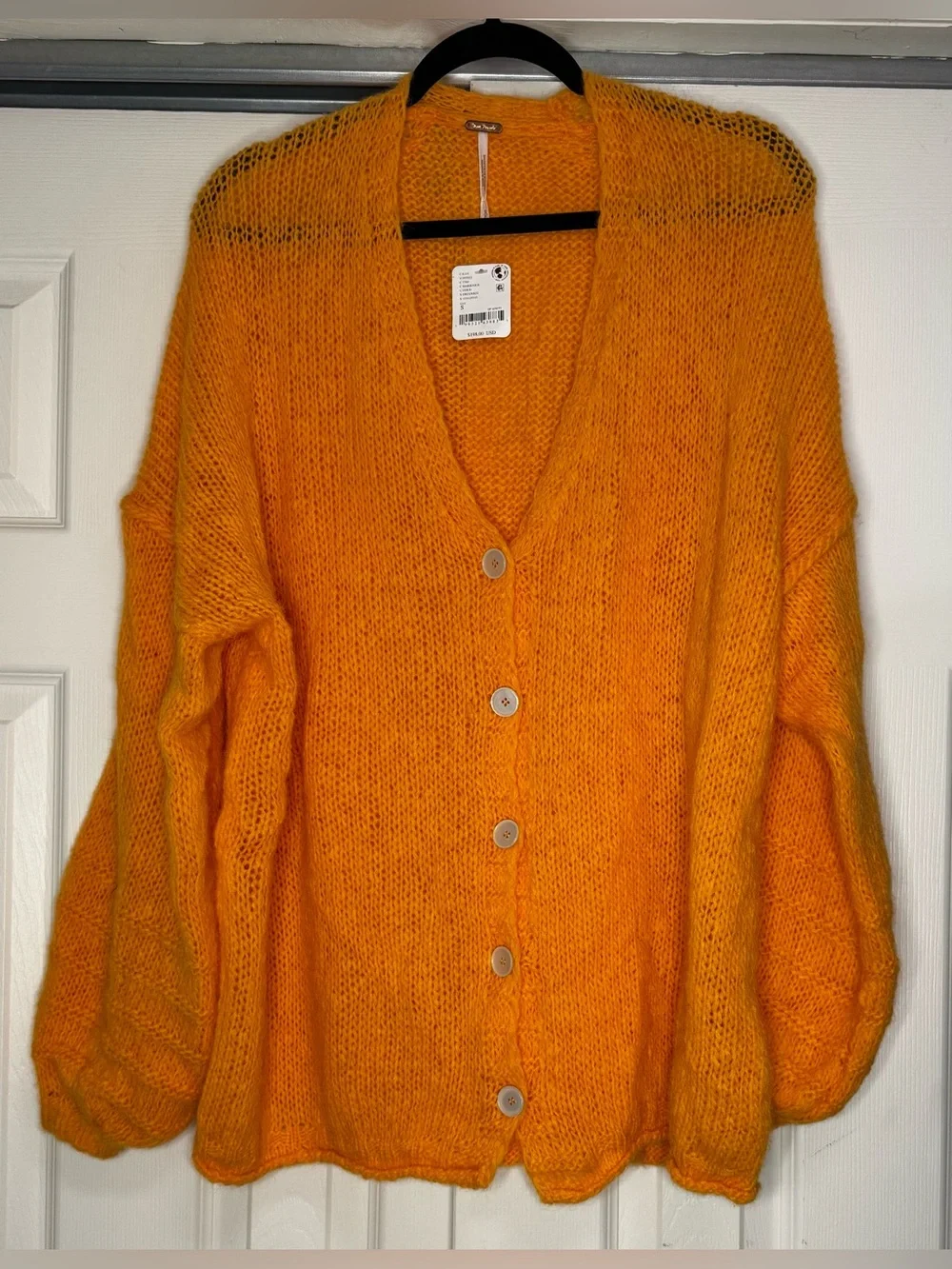 Free People Lightweight Tangerine Button-Front Knit Cardigan - Size XS NWT